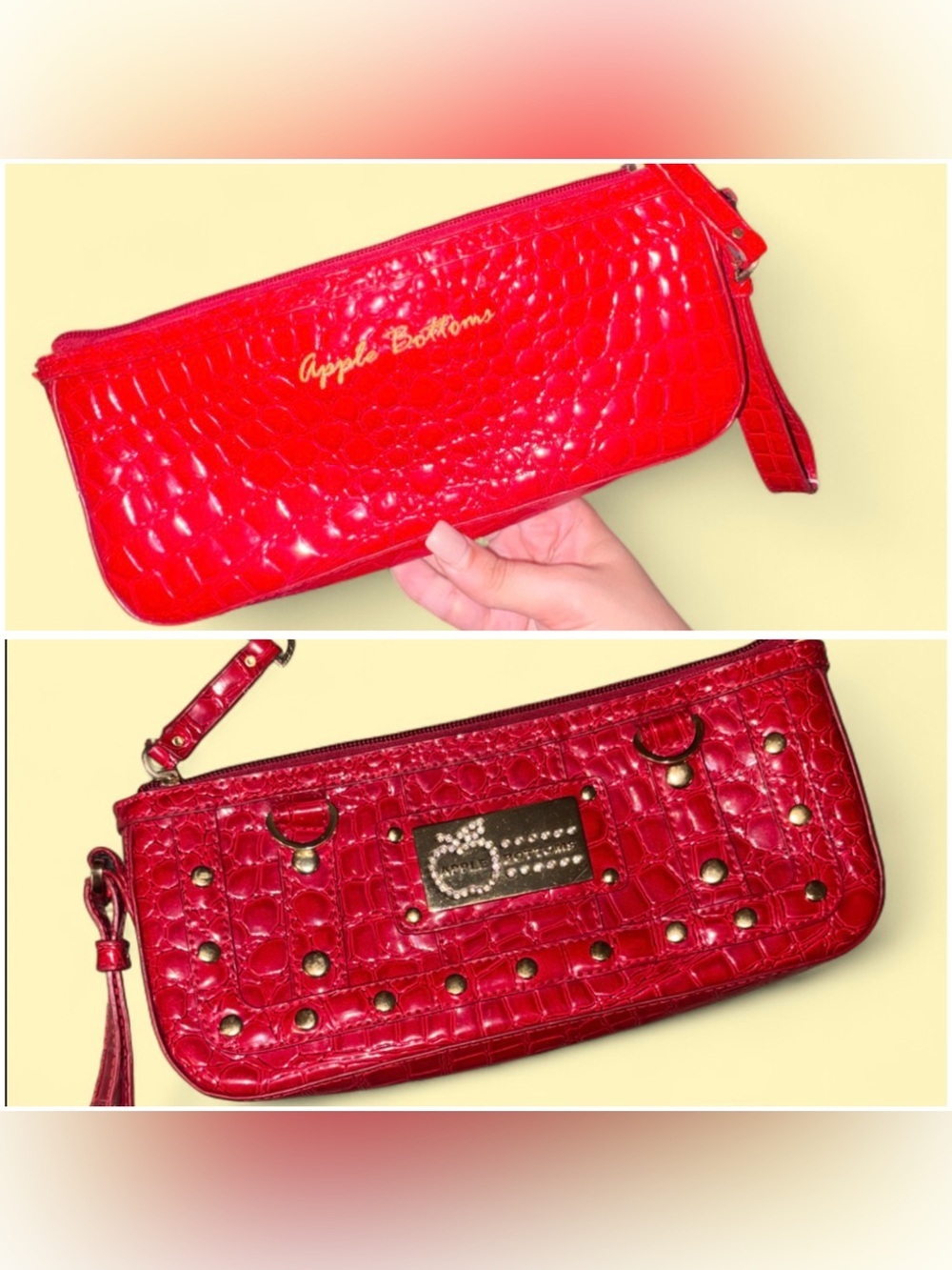 ❤️ Apple Bottoms Red Croc Embossed Wristlet Clutch ❤️